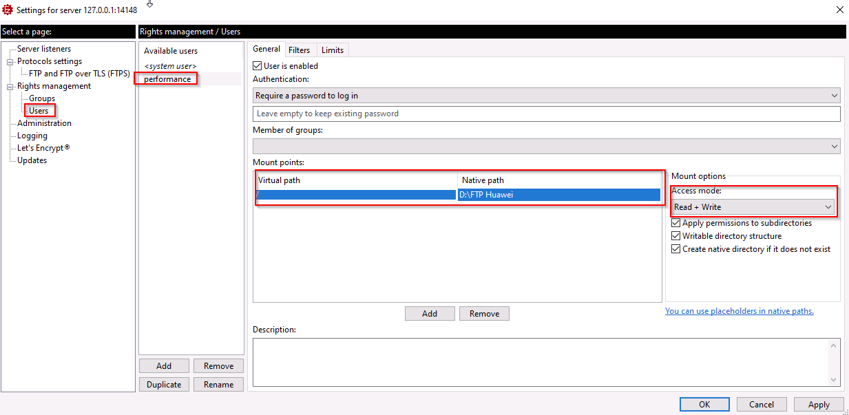 FileZilla Server Configuration 2